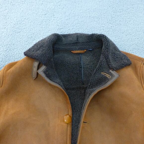 Moriano Spanish Merino Shearling Coat Mens 38 Brown Button Front - Picture 3 of 15